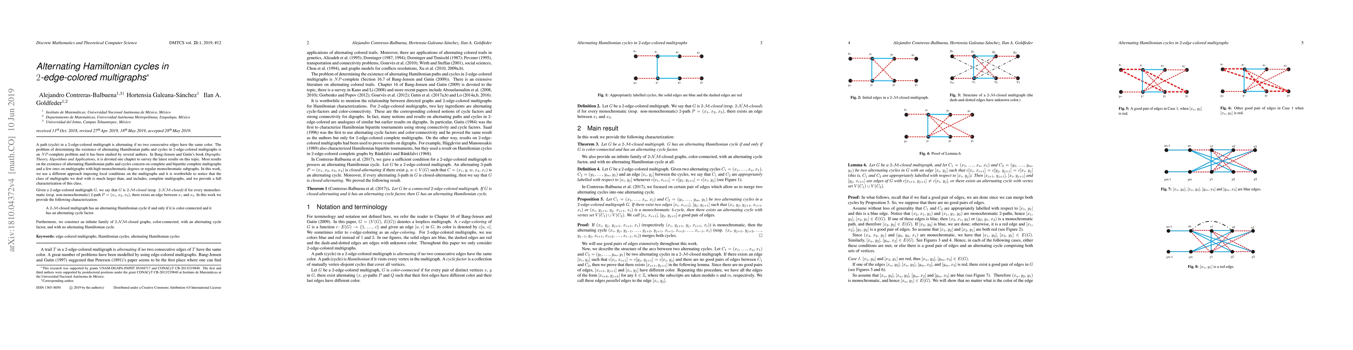 Thumbnail for Alternating Hamiltonian cycles in $2$-edge-colored multigraphs