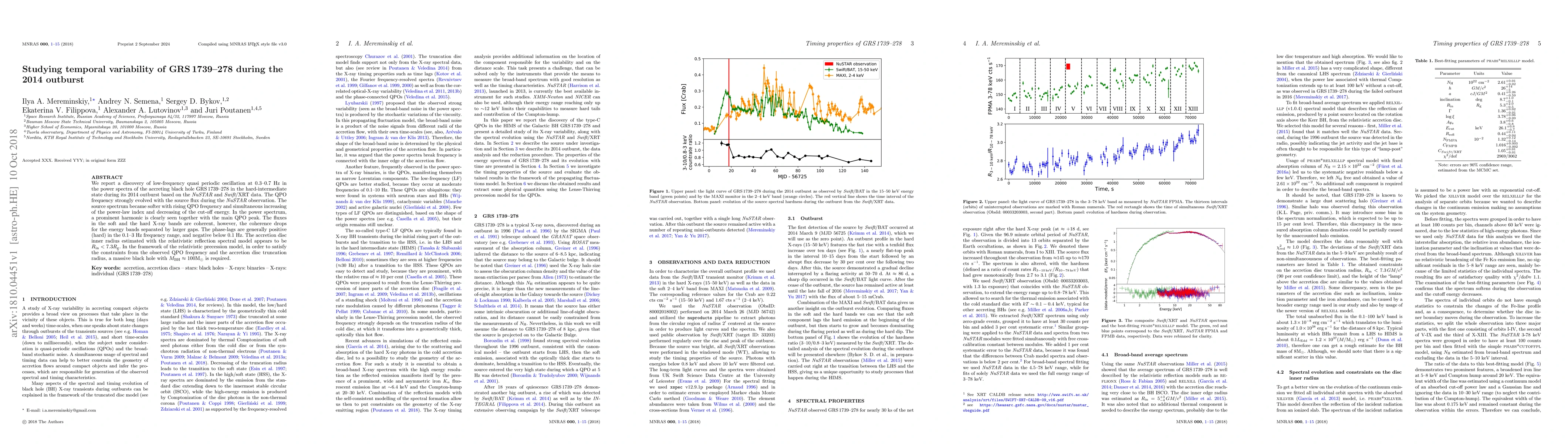 Thumbnail for Studying temporal variability of GRS1739-278 during the 2014 outburst