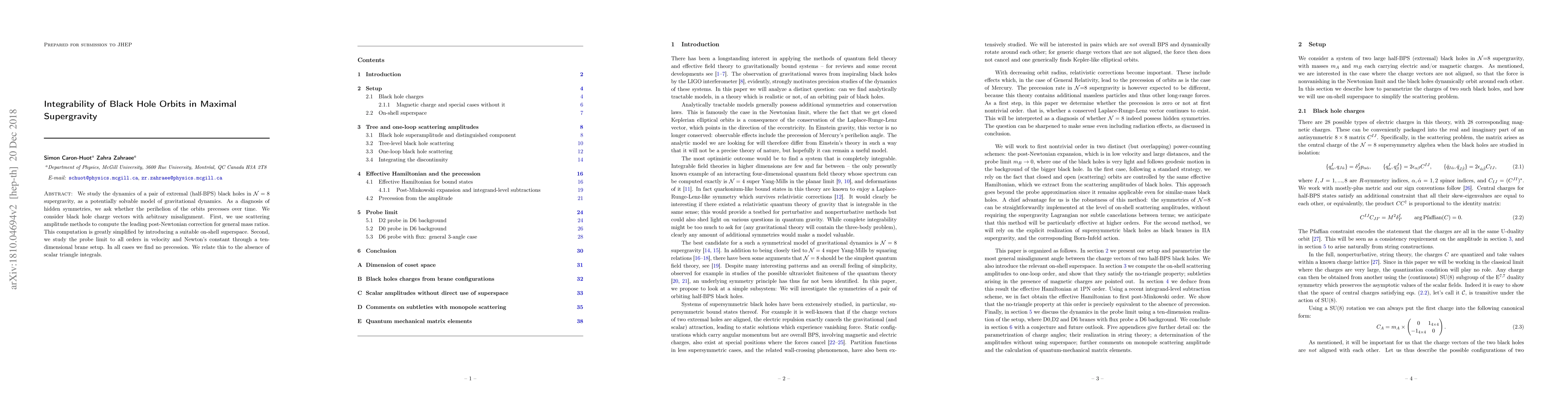 Thumbnail for Integrability of Black Hole Orbits in Maximal Supergravity