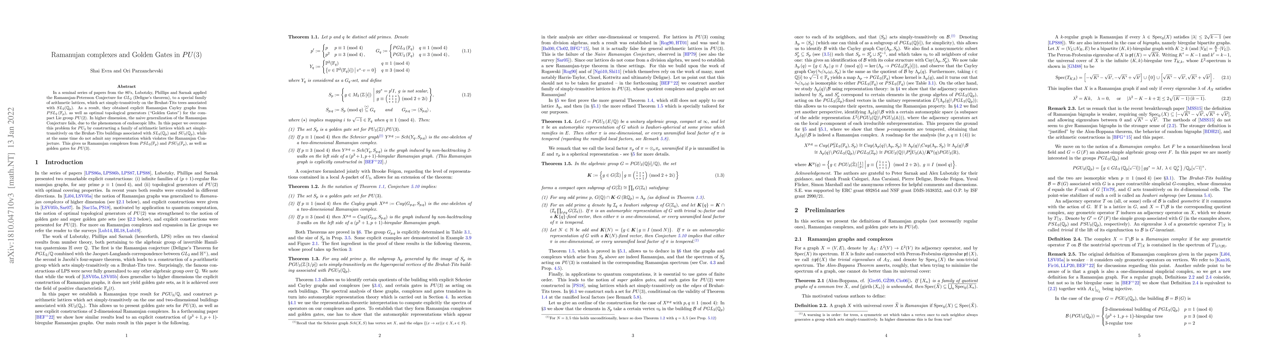 Thumbnail for Ramanujan complexes and Golden Gates in PU(3)