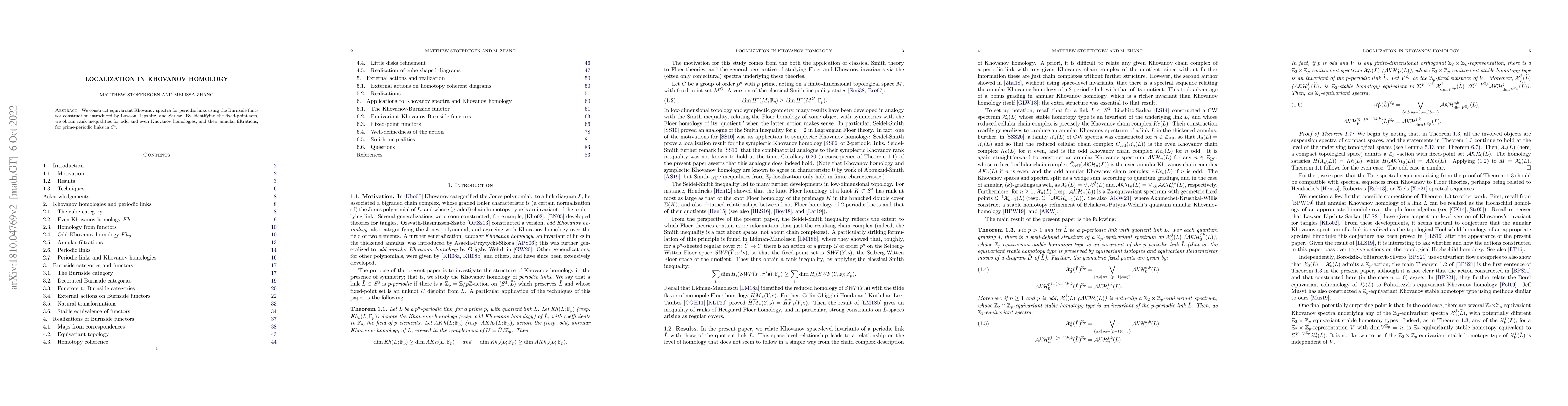 Thumbnail for Localization in Khovanov homology