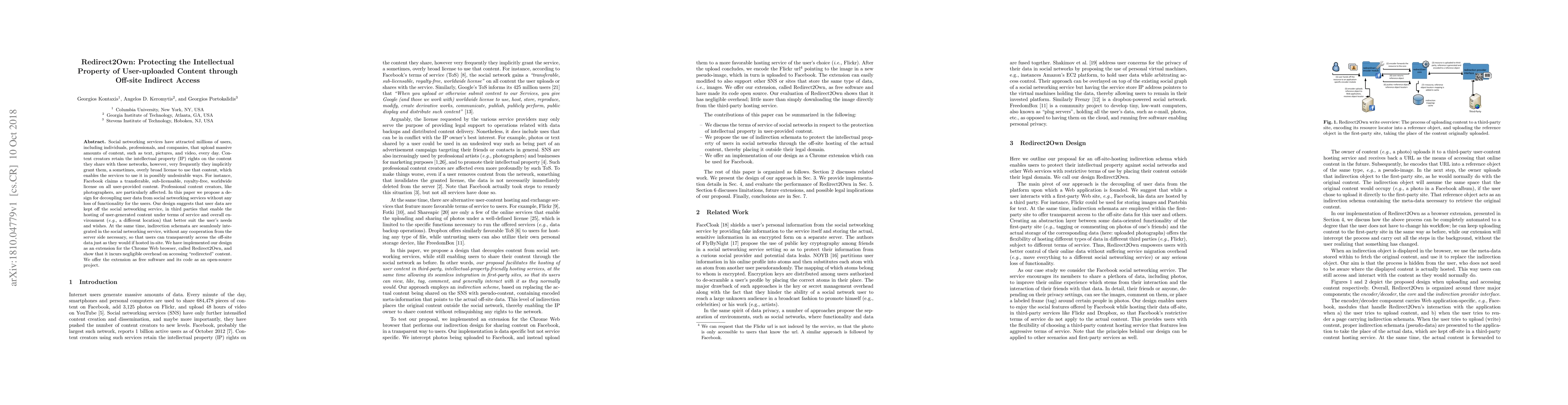 Thumbnail for Redirect2Own: Protecting the Intellectual Property of User-uploaded
  Content through Off-site Indirect Access
