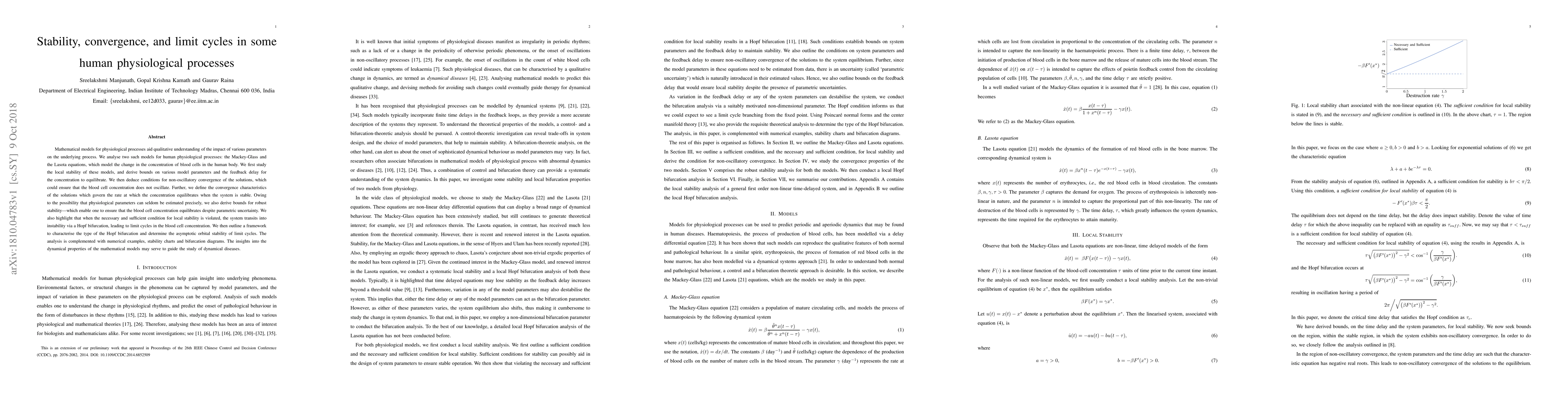 Thumbnail for Stability, convergence, and limit cycles in some human physiological
  processes