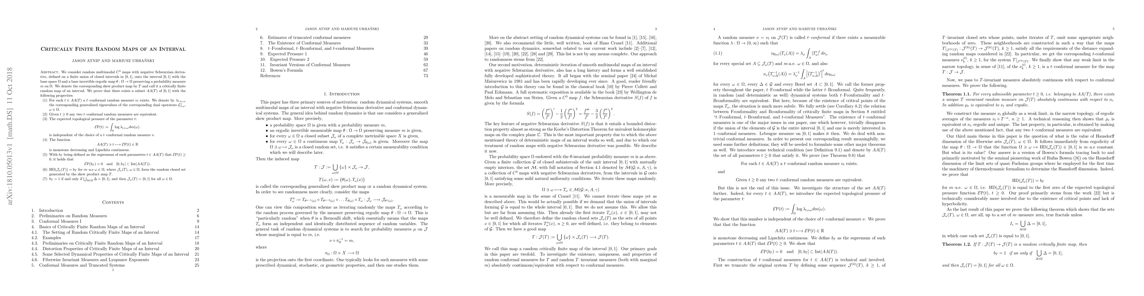 Thumbnail for Critically Finite Random Maps of an Interval