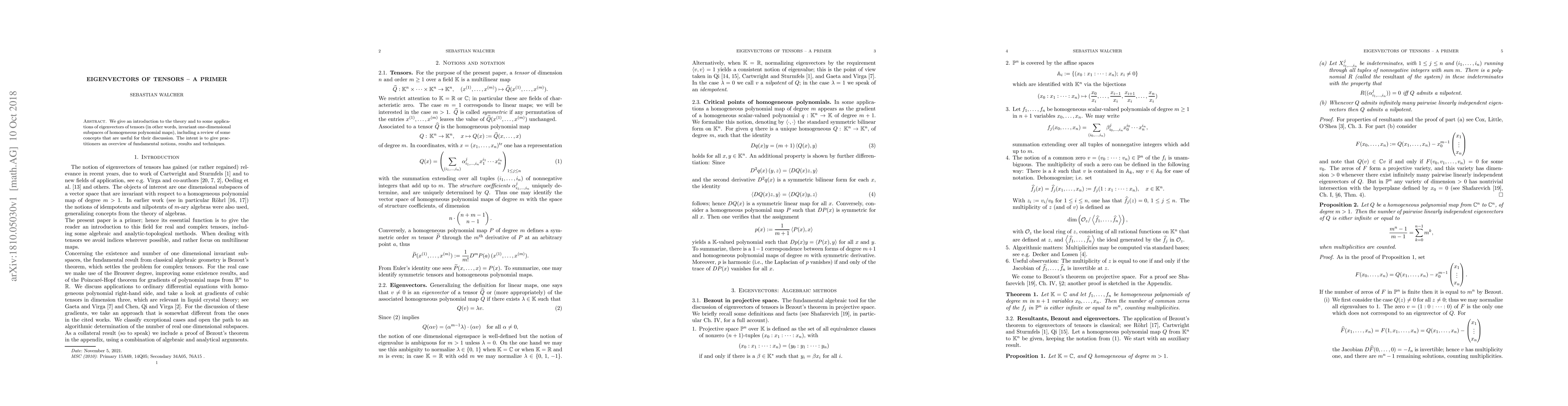 Thumbnail for Eigenvectors of tensors - A primer
