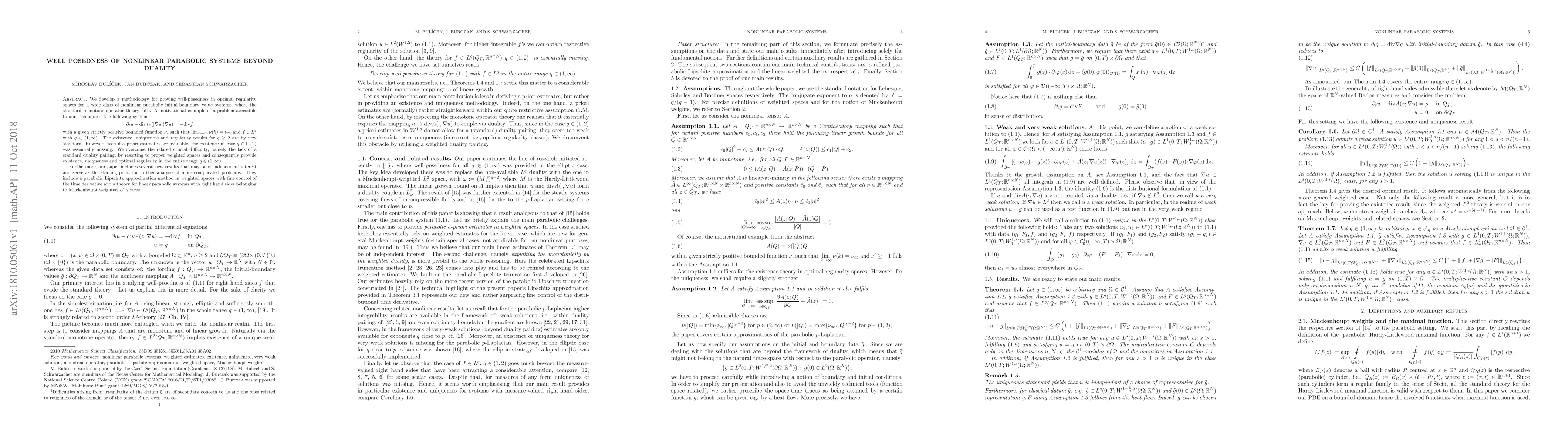 Thumbnail for Well posedness of nonlinear parabolic systems beyond duality
