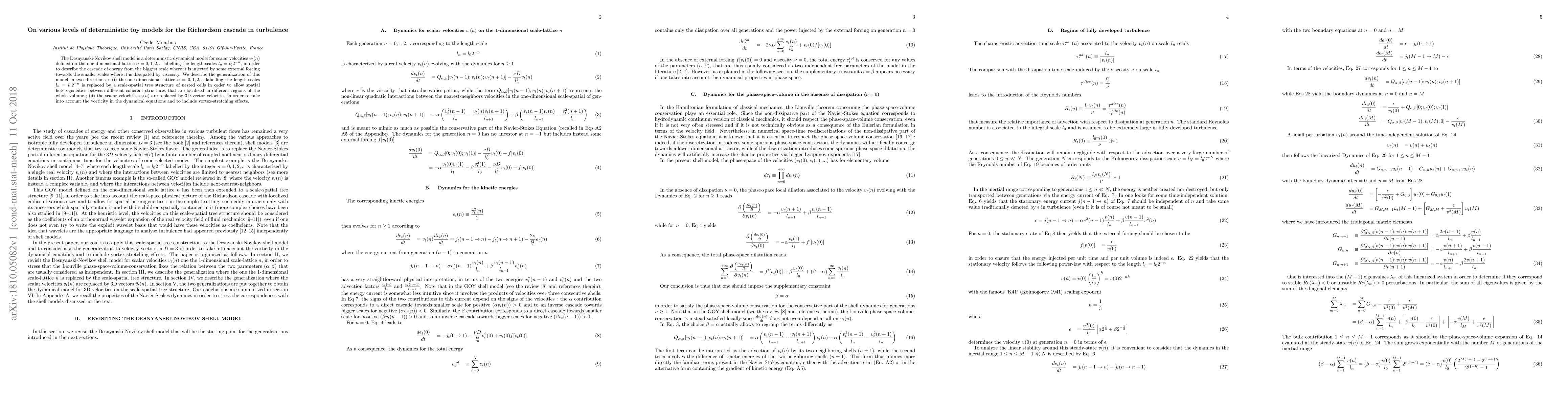 Thumbnail for On various levels of deterministic toy models for the Richardson cascade
  in turbulence