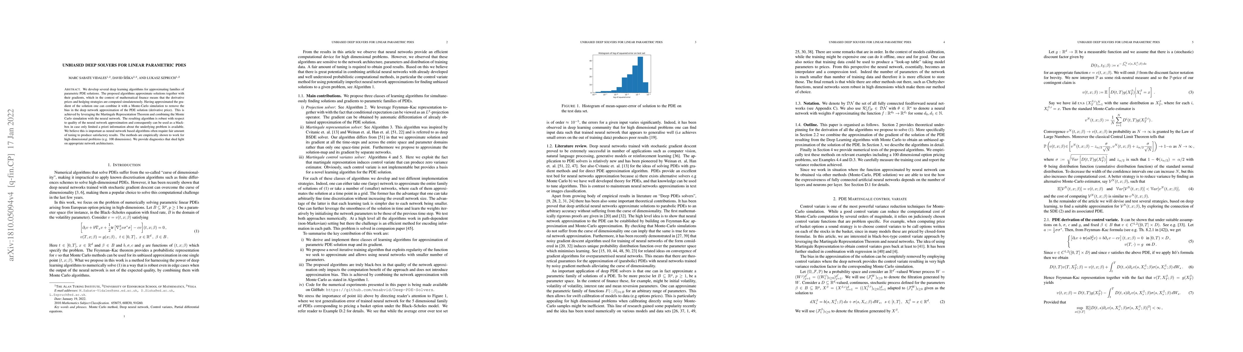 Thumbnail for Unbiased deep solvers for linear parametric PDEs