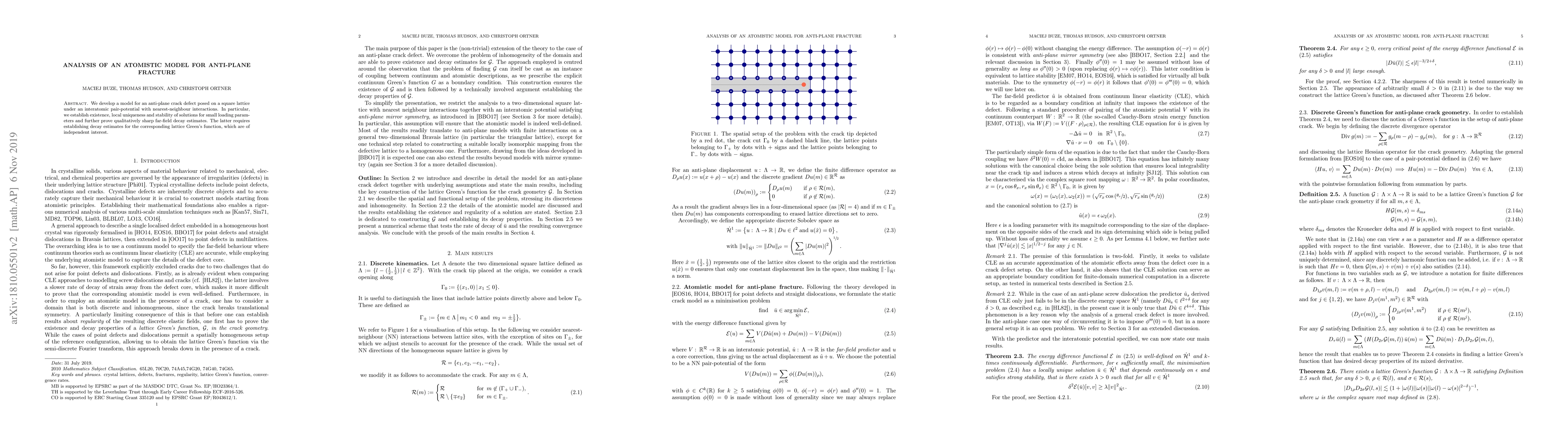 Thumbnail for Analysis of an atomistic model for anti-plane fracture