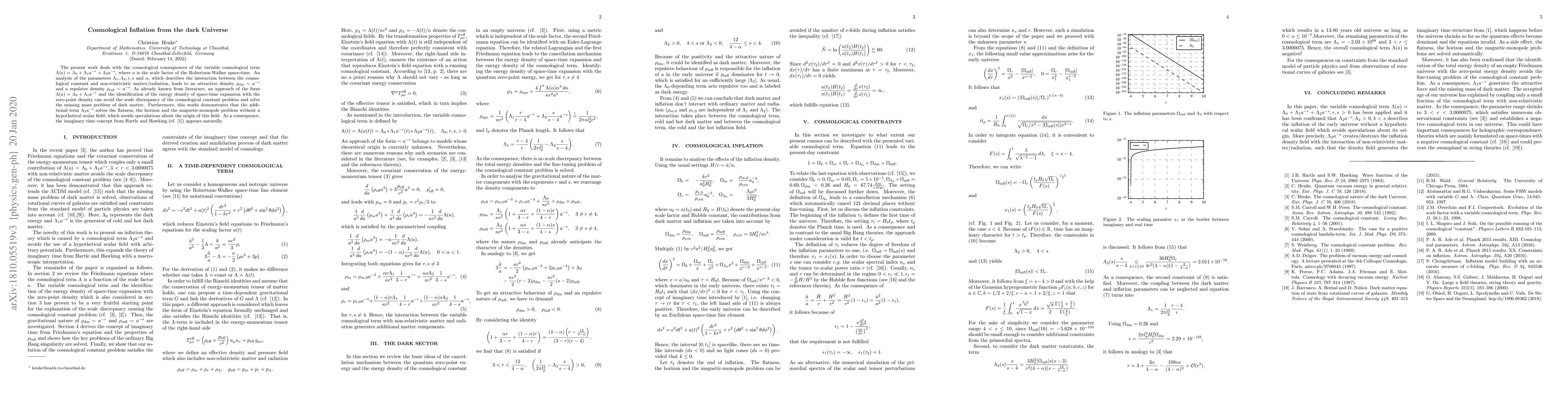 Thumbnail for Cosmological Inflation from the dark Universe