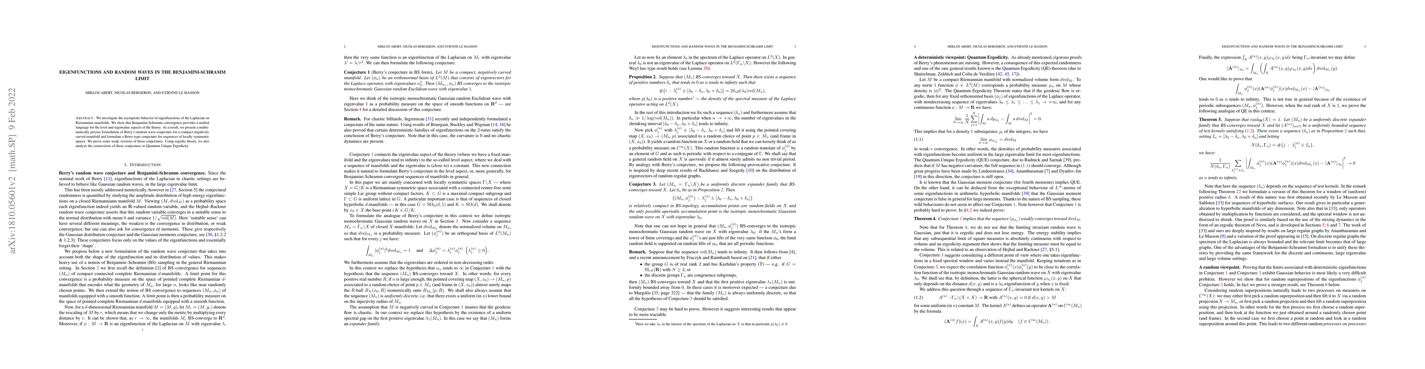 Thumbnail for Eigenfunctions and Random Waves in the Benjamini-Schramm limit