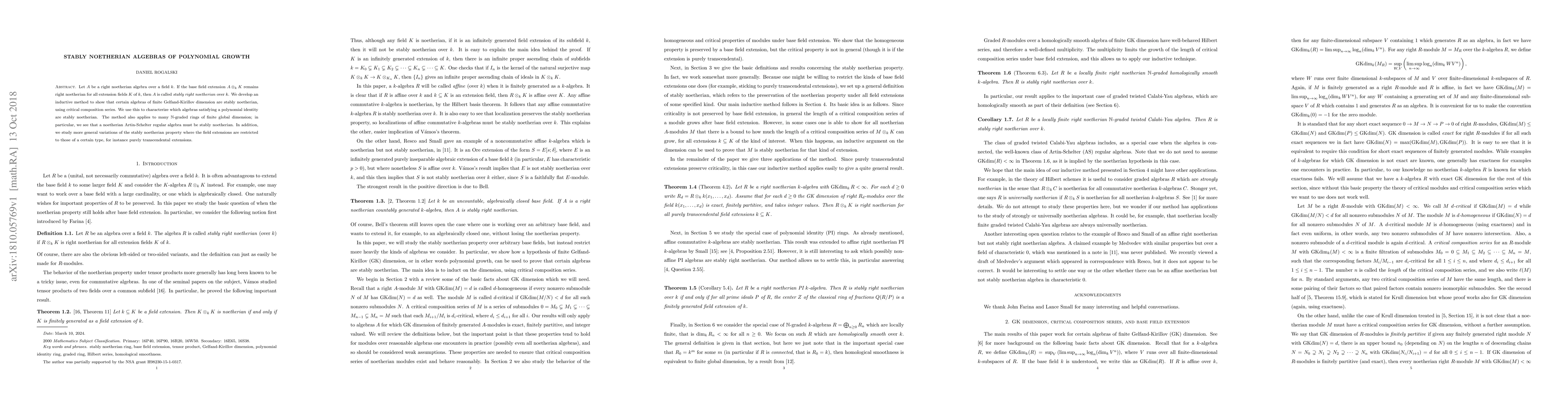 Thumbnail for Stably Noetherian Algebras of Polynomial Growth