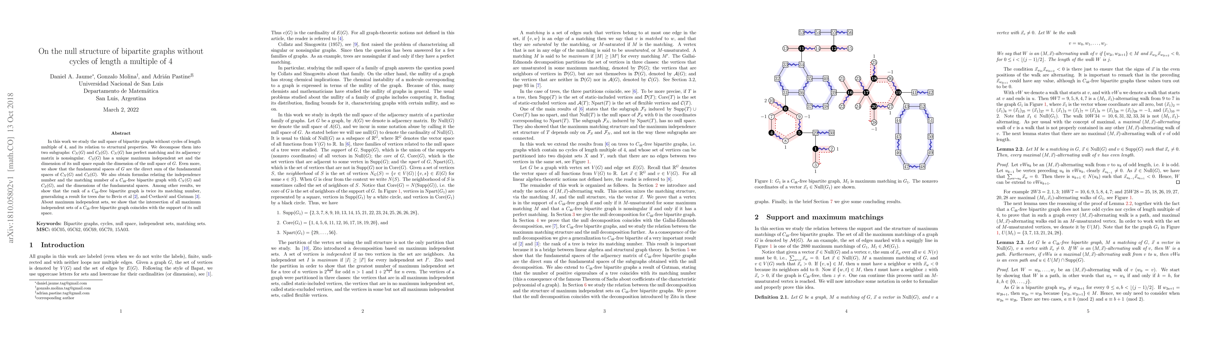 Thumbnail for On the null structure of bipartite graphs without cycles of length a
  multiple of 4