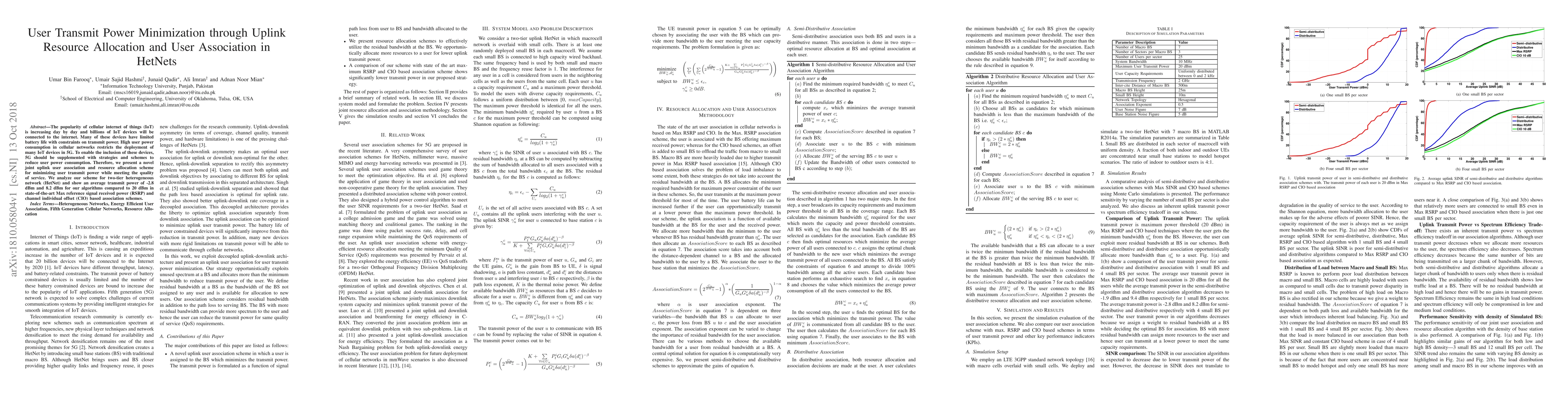 Thumbnail for User Transmit Power Minimization through Uplink Resource Allocation and
  User Association in HetNets