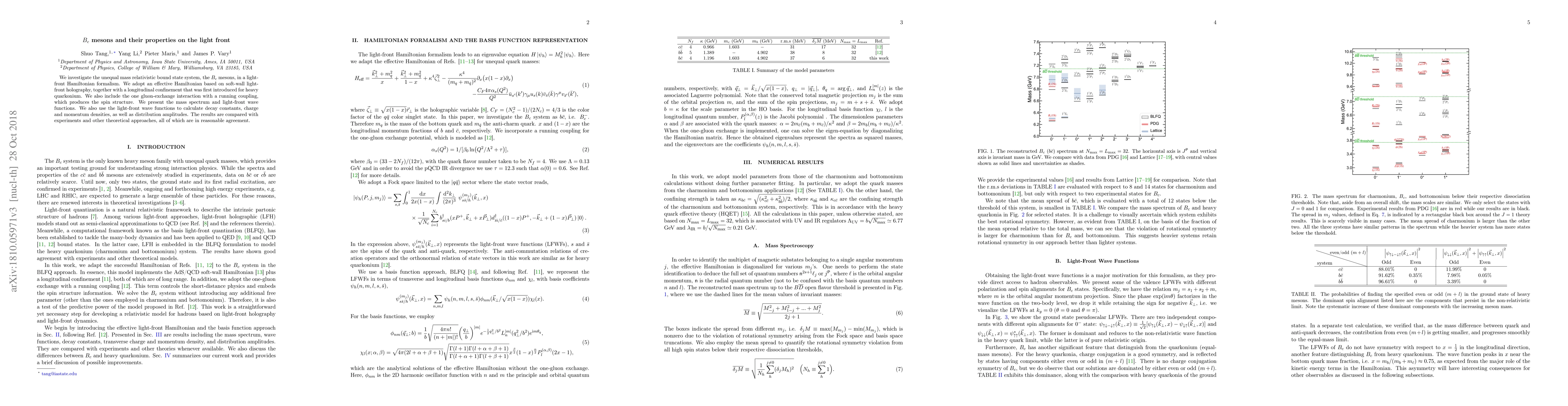 Thumbnail for $B_c$ mesons and their properties on the light front