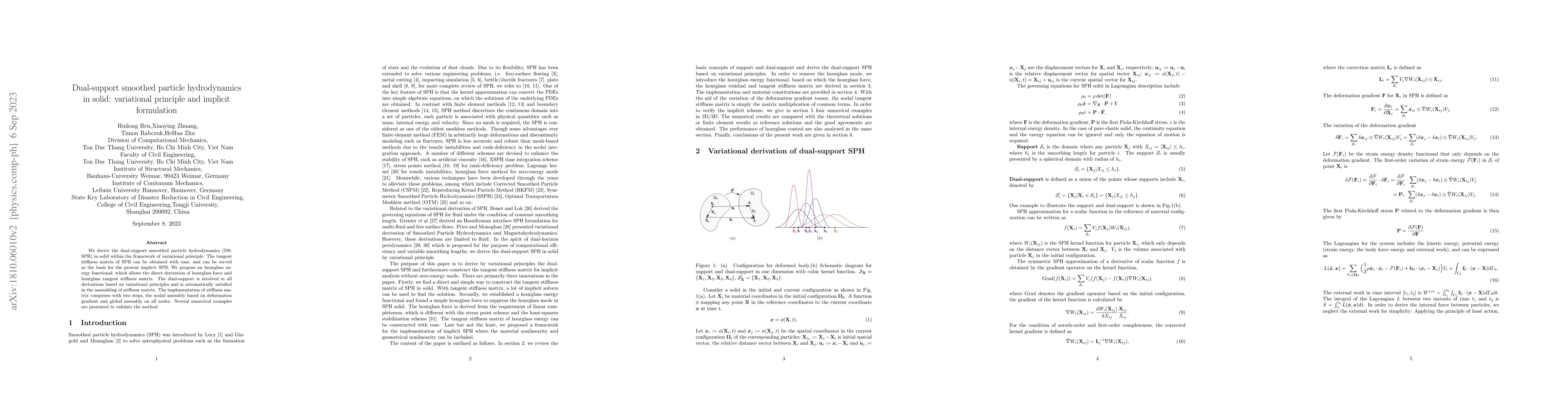 Thumbnail for Dual-support smoothed particle hydrodynamics in solid: variational
  principle and implicit formulation