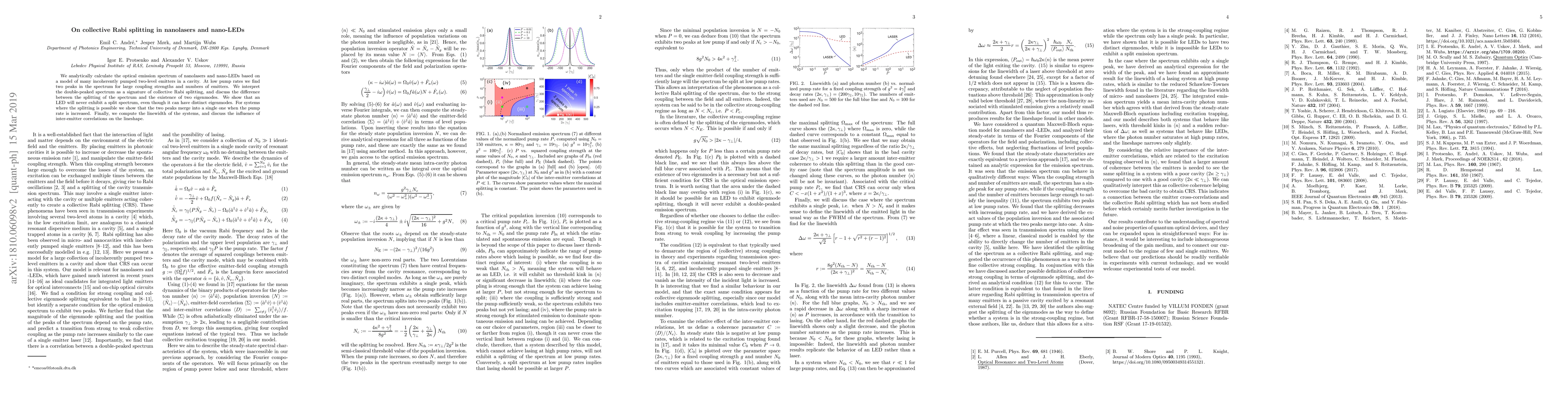 Thumbnail for On collective Rabi splitting in nanolasers and nano-LEDs