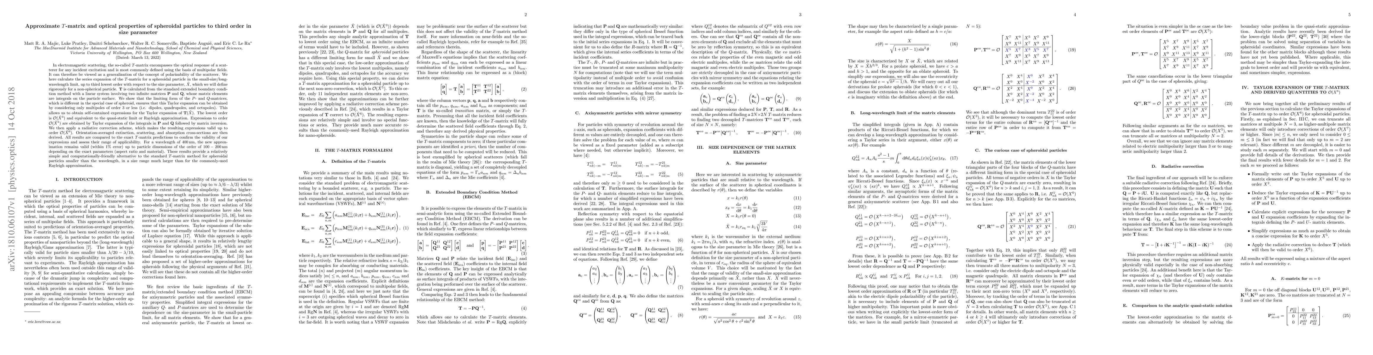 Thumbnail for Approximate T-matrix and optical properties of spheroidal particles to
  third order in size parameter