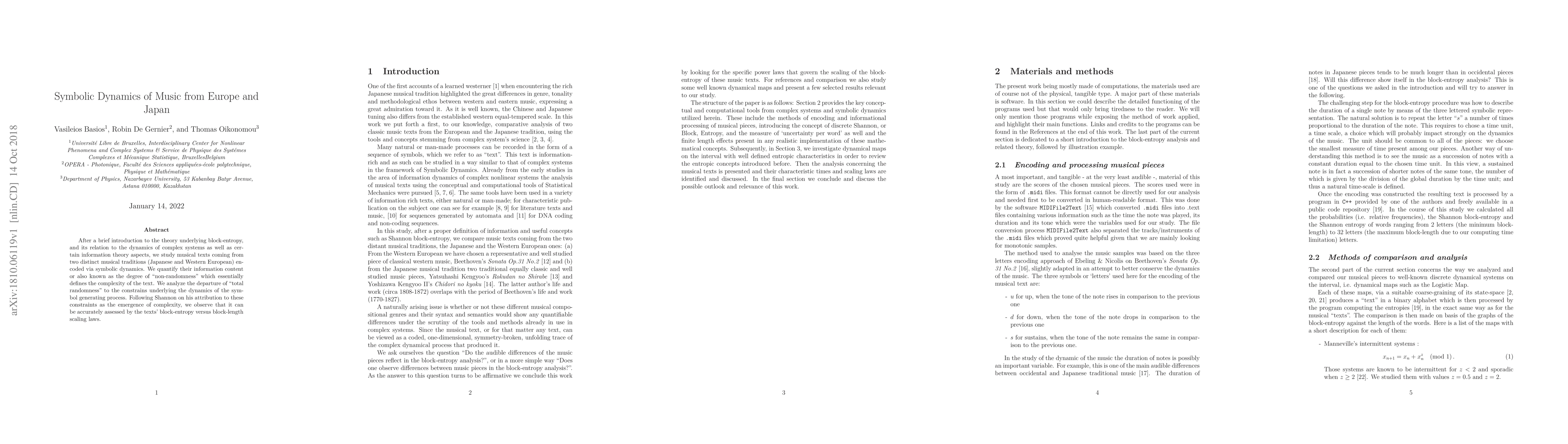 Thumbnail for Symbolic Dynamics of Music from Europe and Japan