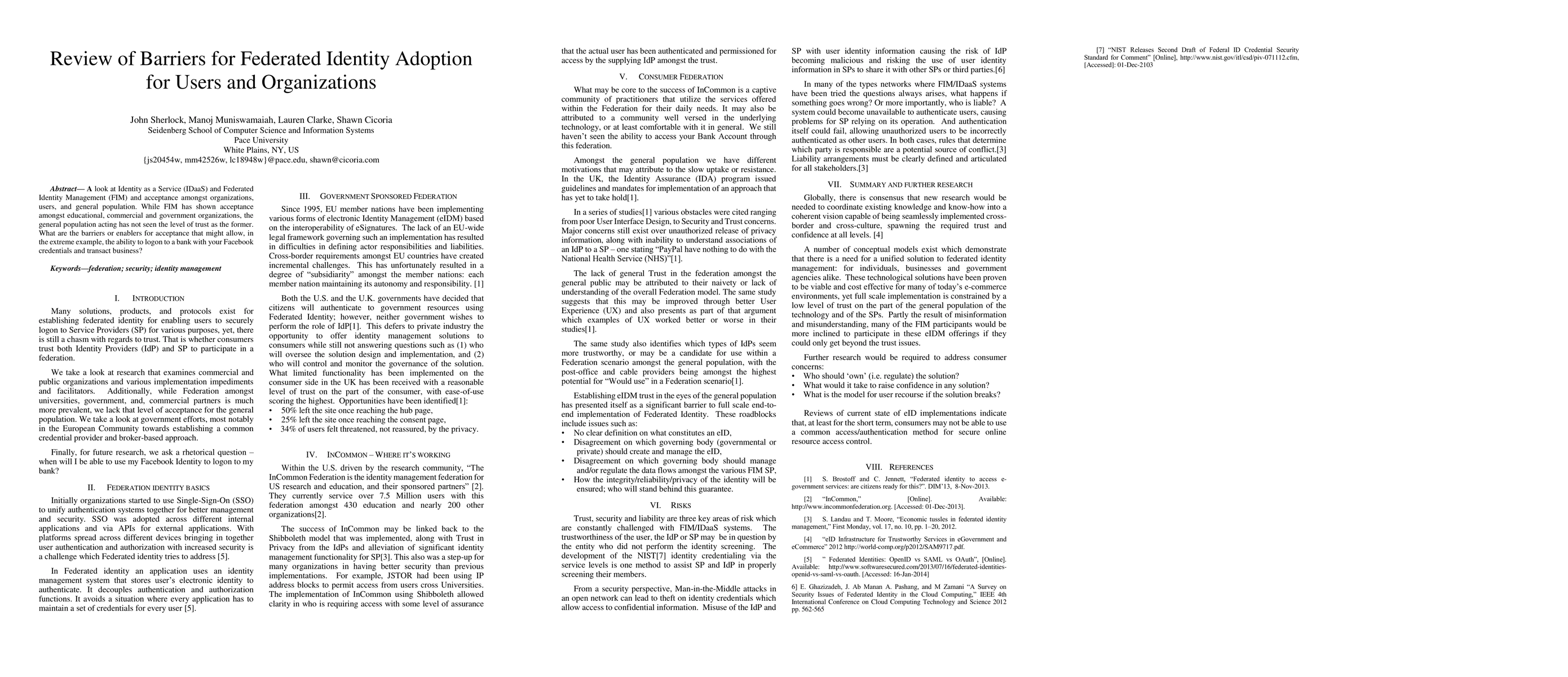 Thumbnail for Review of Barriers for Federated Identity Adoption for Users and
  Organizations