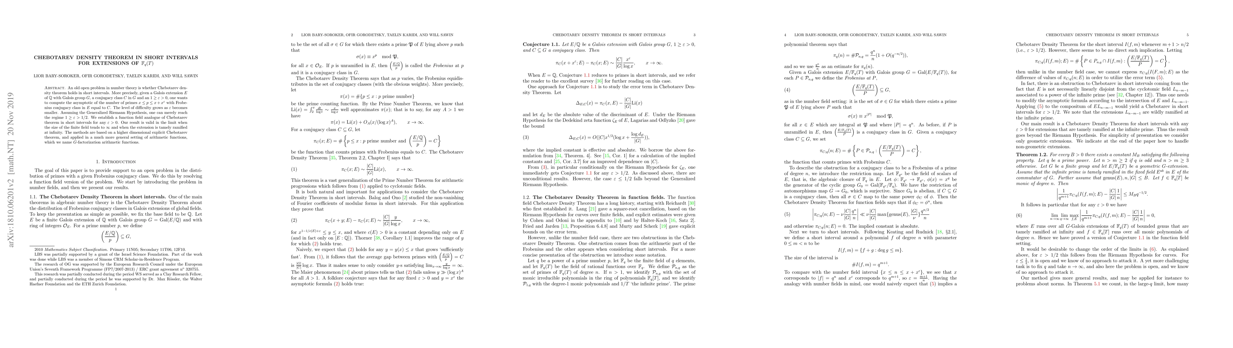 Thumbnail for Chebotarev density theorem in short intervals for extensions of
  $\mathbb{F}_q(T)$