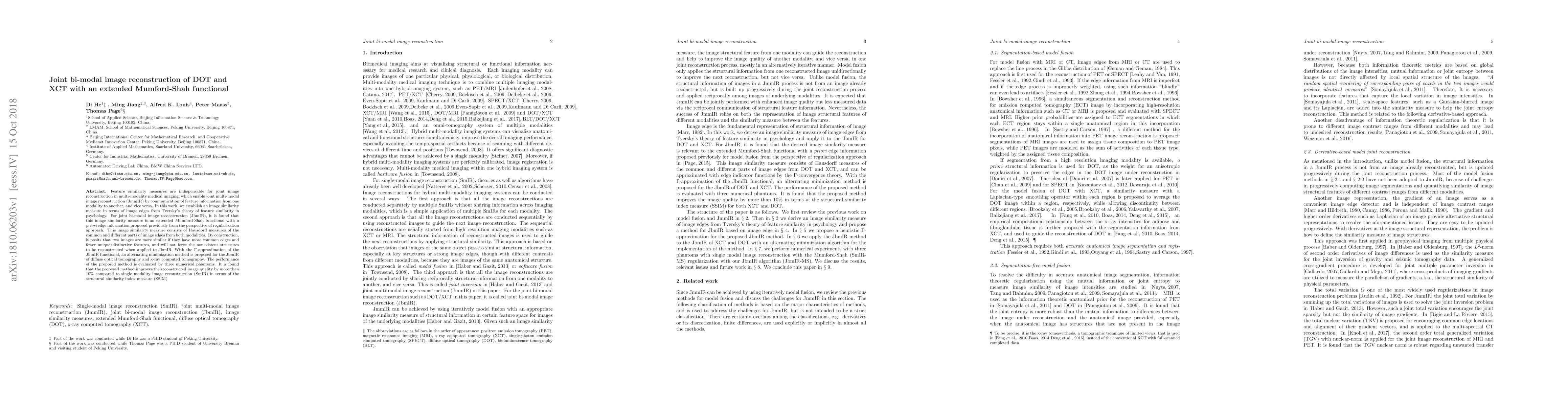 Thumbnail for Joint bi-modal image reconstruction of DOT and XCT with an extended
  Mumford-Shah functional
