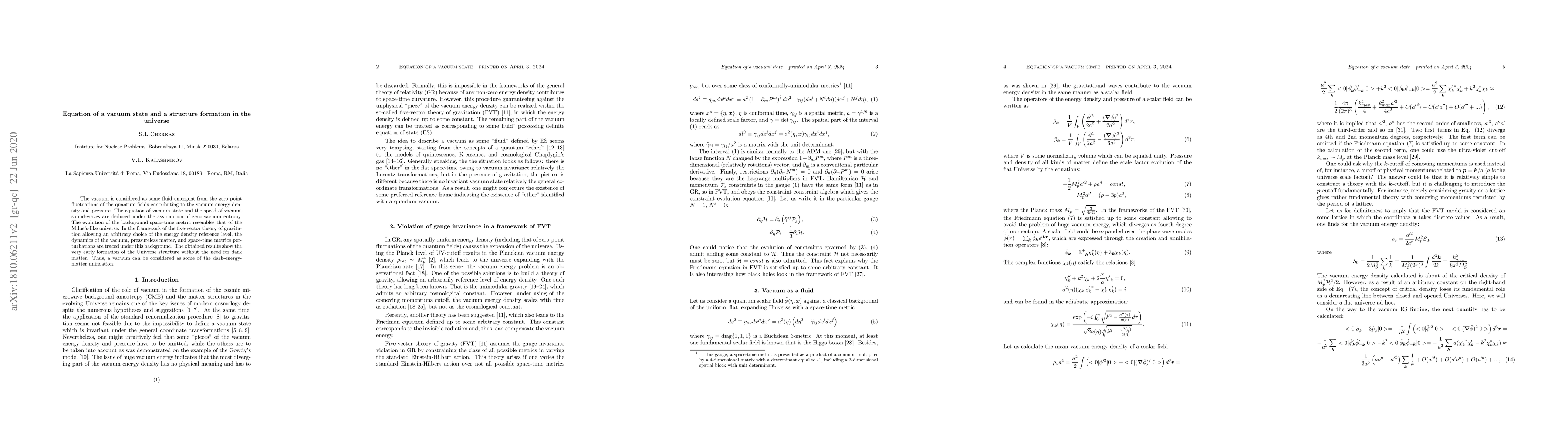 Thumbnail for The equation of vacuum state and the structure formation in universe