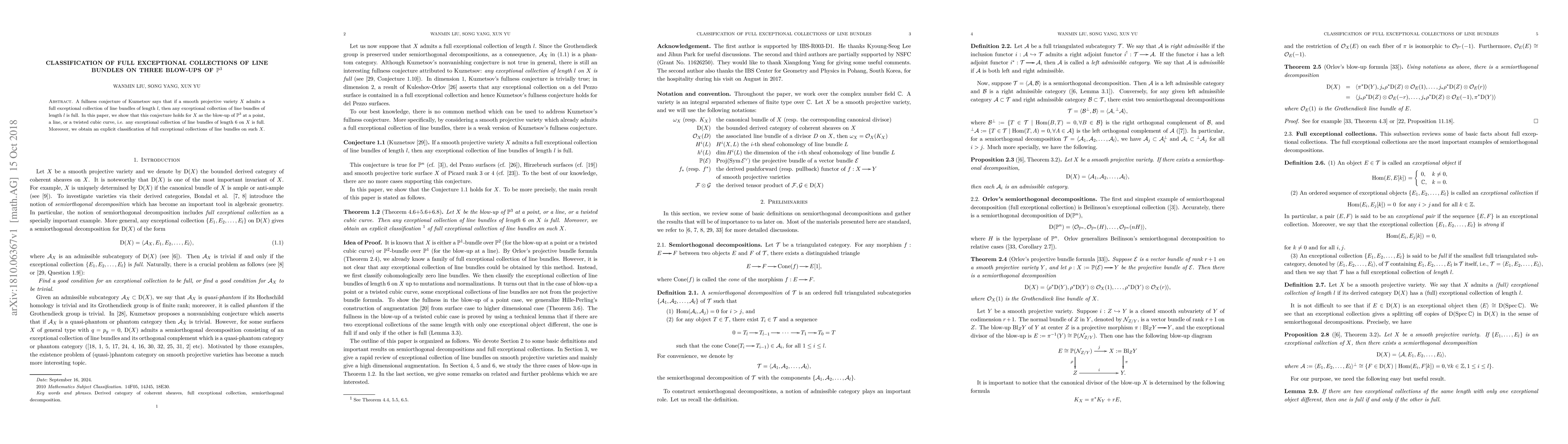 Thumbnail for Classification of full exceptional collections of line bundles on three
  blow-ups of $\mathbb{P}^{3}$