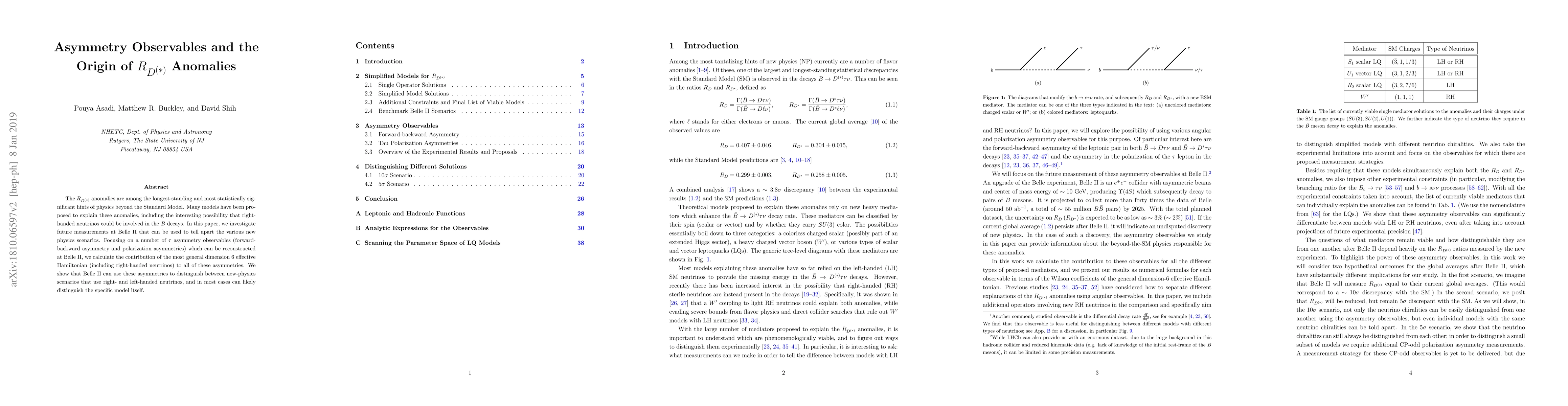 Thumbnail for Asymmetry Observables and the Origin of $R_{D^{(*)}}$ Anomalies