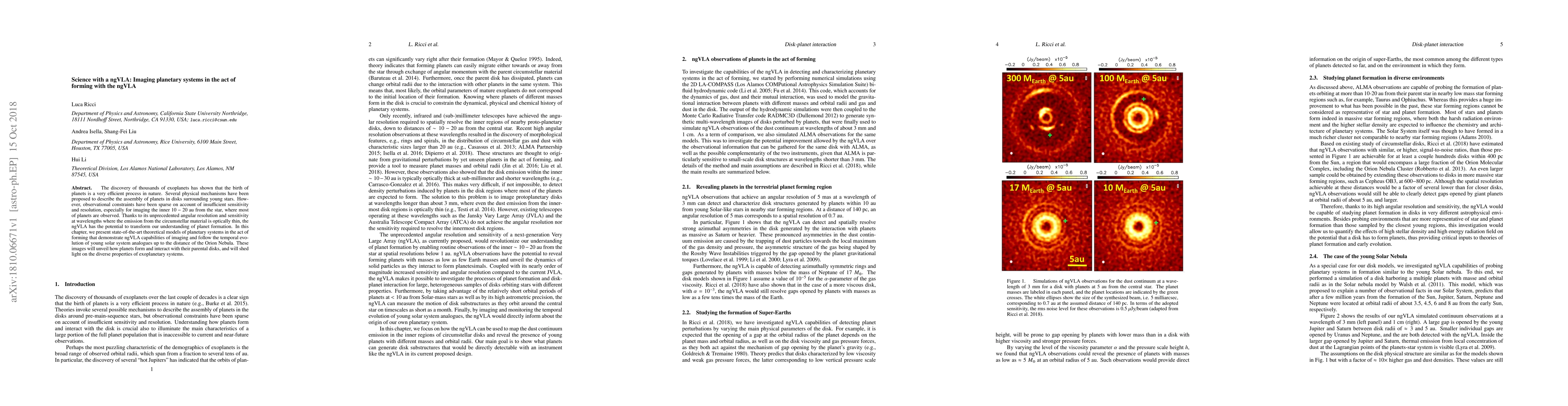Thumbnail for Science with a ngVLA: Imaging planetary systems in the act of forming
  with the ngVLA