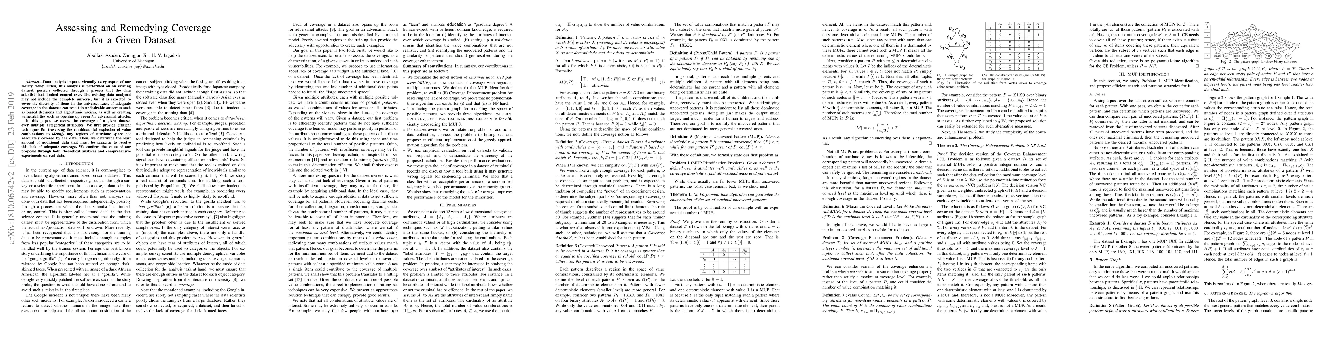 Thumbnail for Assessing and Remedying Coverage for a Given Dataset