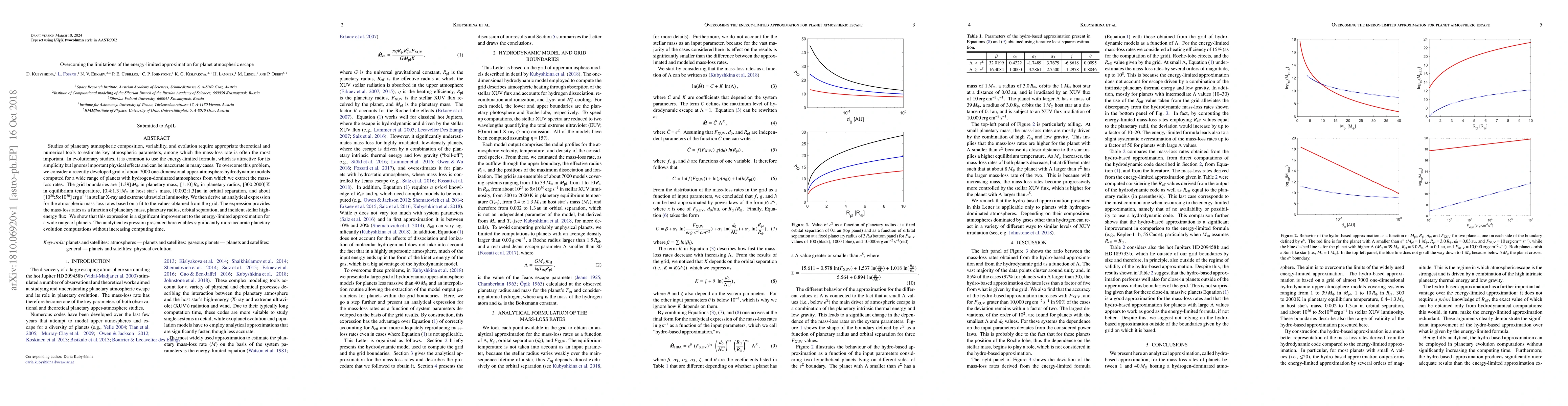 Thumbnail for Overcoming the limitations of the energy-limited approximation for
  planet atmospheric escape
