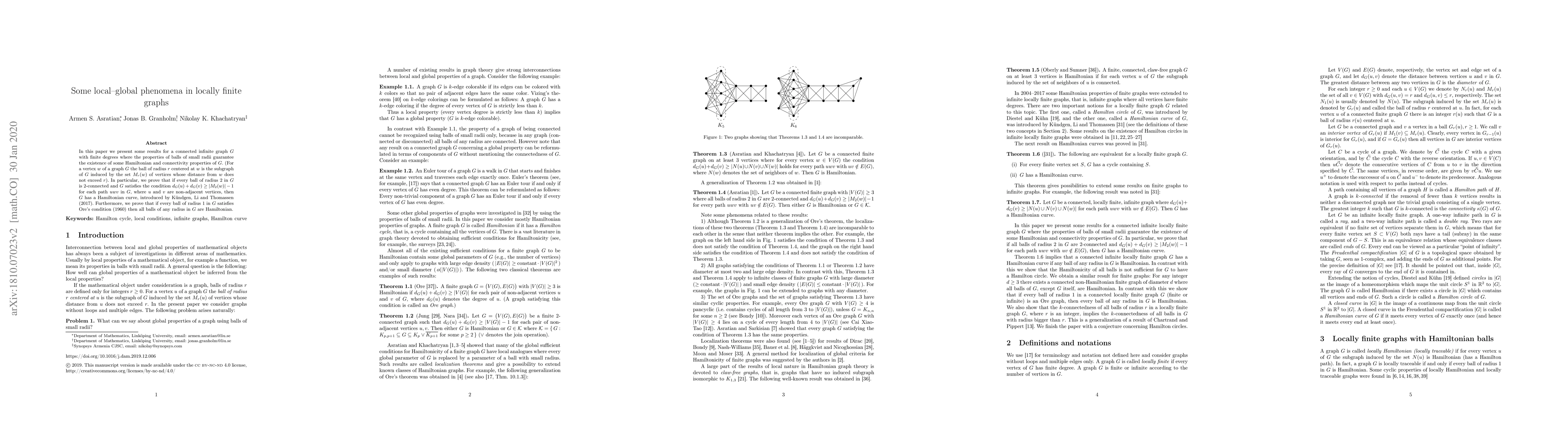 Thumbnail for Some local--global phenomena in locally finite graphs