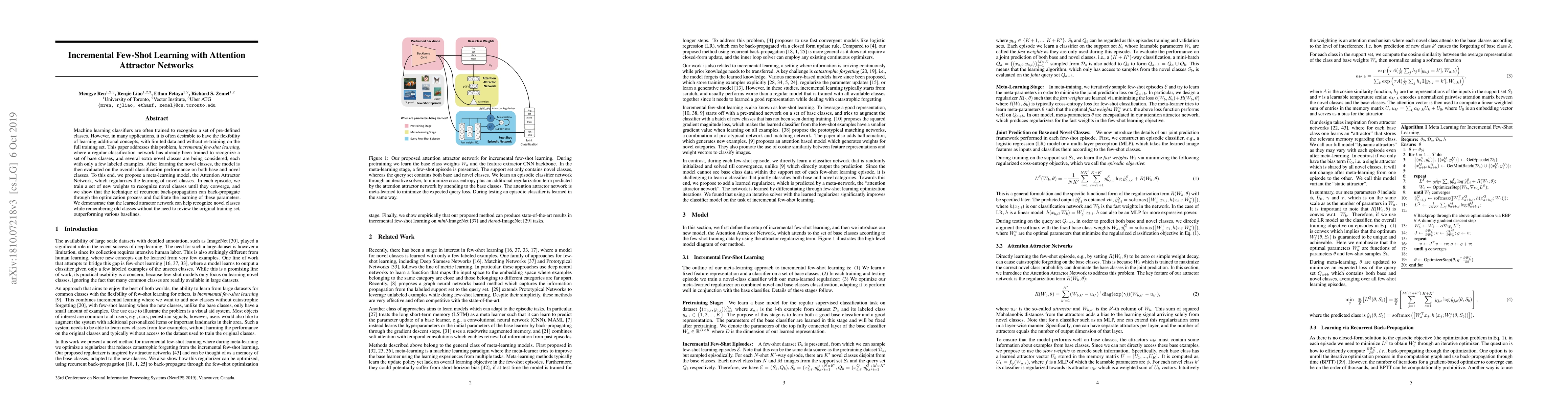 Thumbnail for Incremental Few-Shot Learning with Attention Attractor Networks