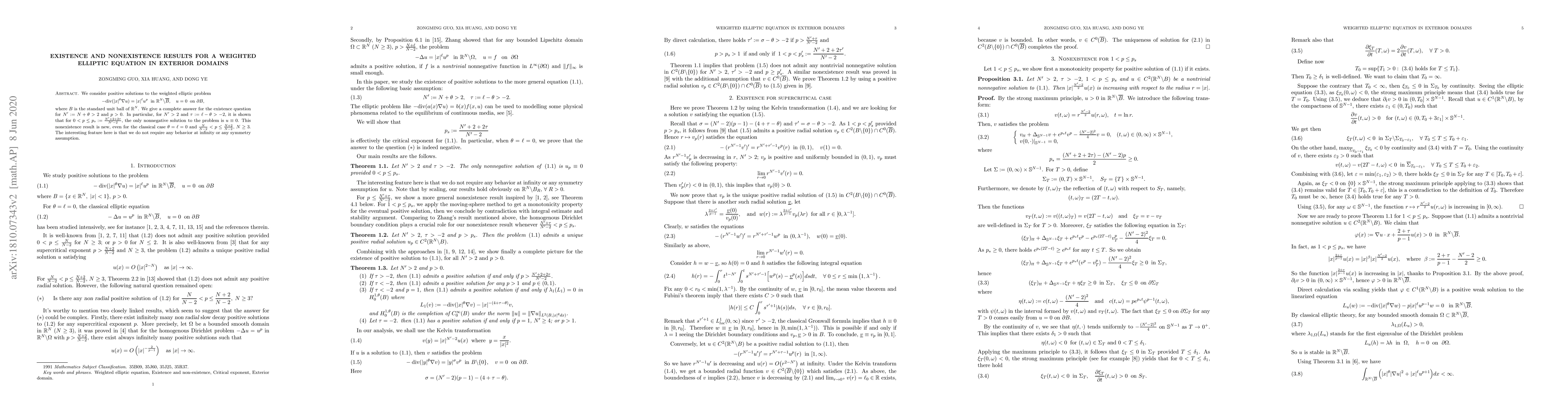 Thumbnail for Existence and nonexistence results for a weighted elliptic equation in
  exterior domains