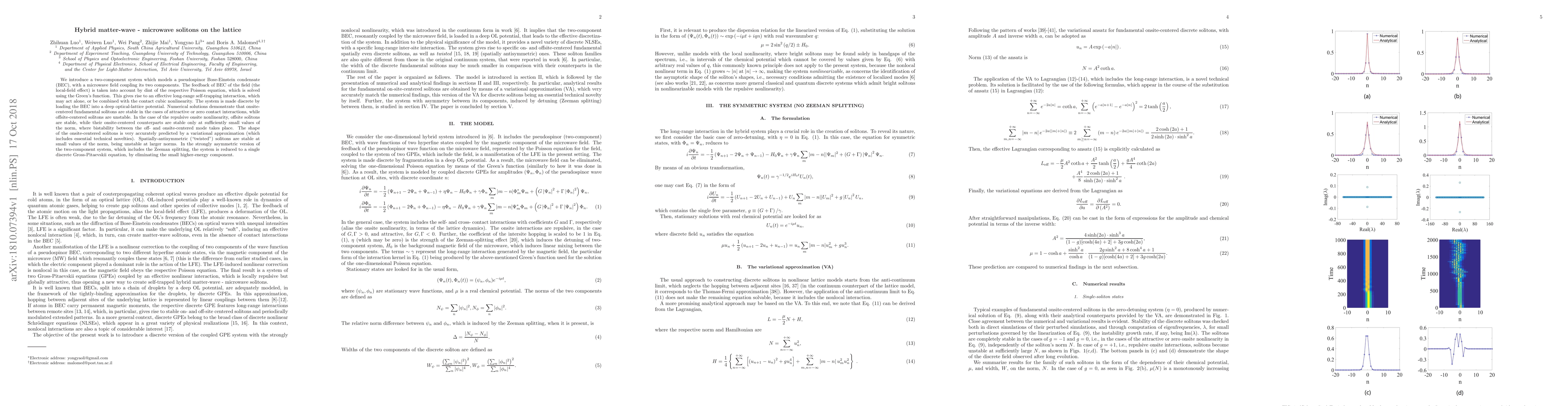 Thumbnail for Hybrid matter-wave - microwave solitons on the lattice