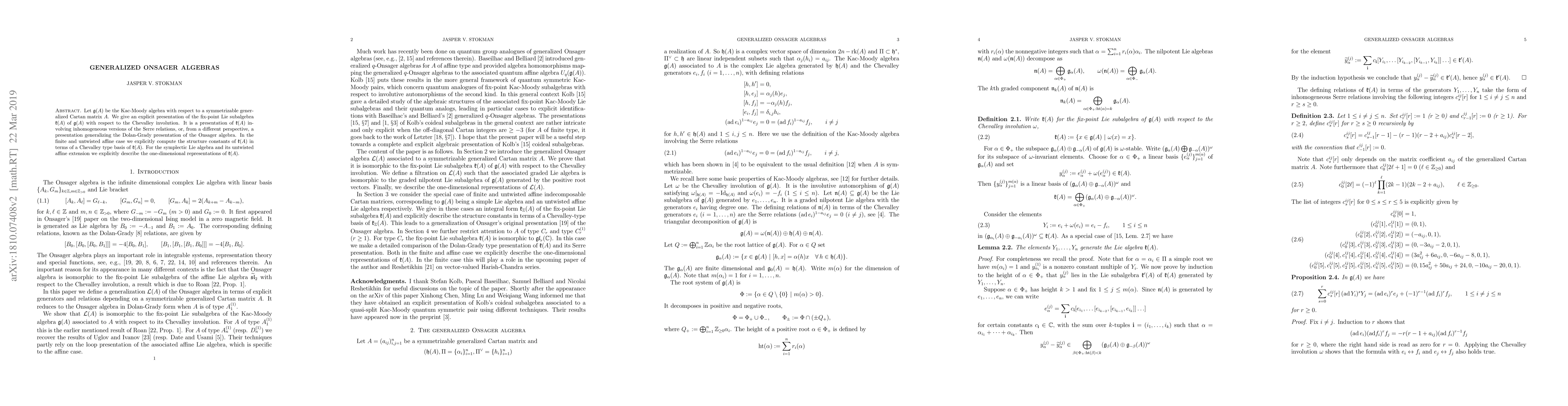 Thumbnail for Generalized Onsager algebras