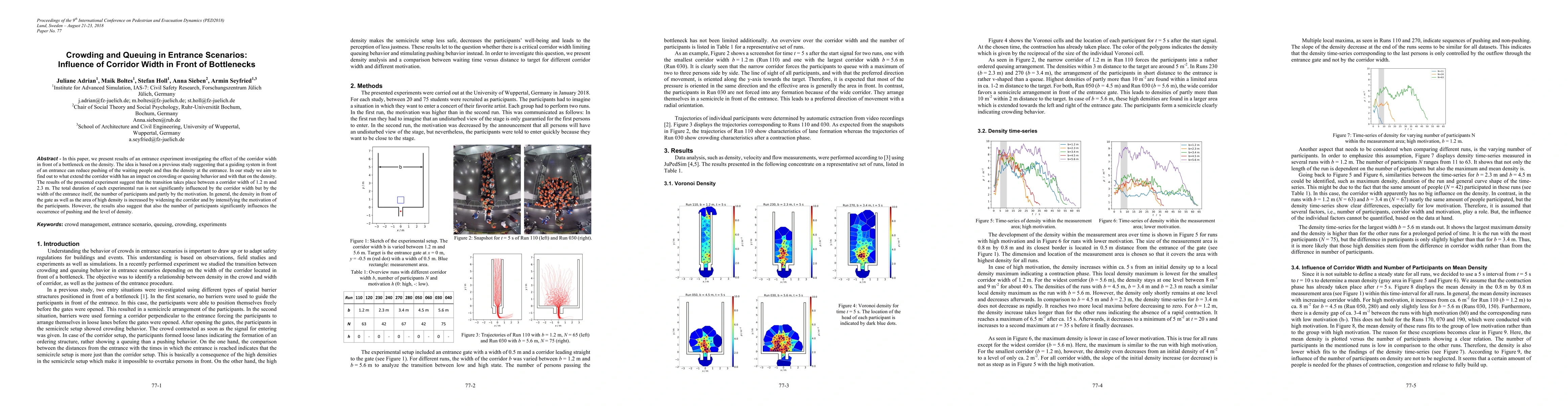 Thumbnail for Crowding and Queuing in Entrance Scenarios: Influence of Corridor Width
  in Front of Bottlenecks