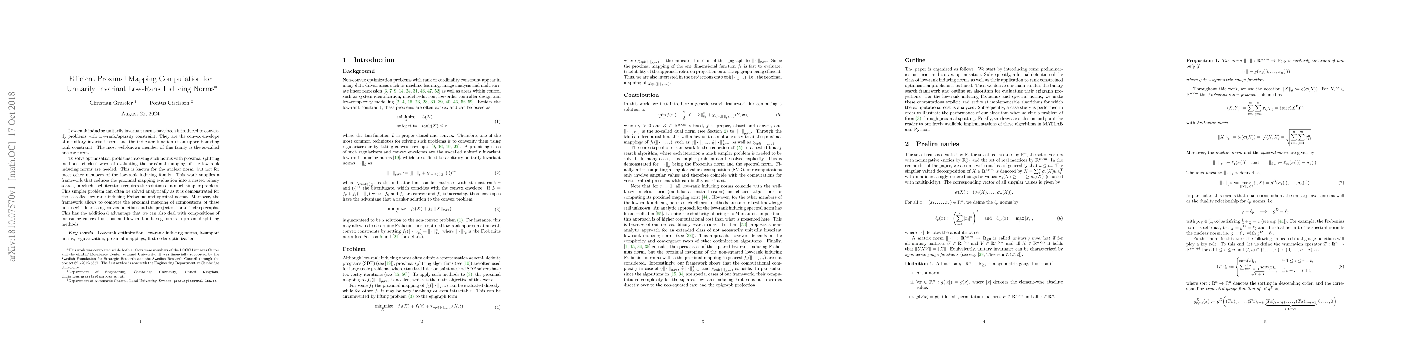 Thumbnail for Efficient Proximal Mapping Computation for Unitarily Invariant Low-Rank
  Inducing Norms