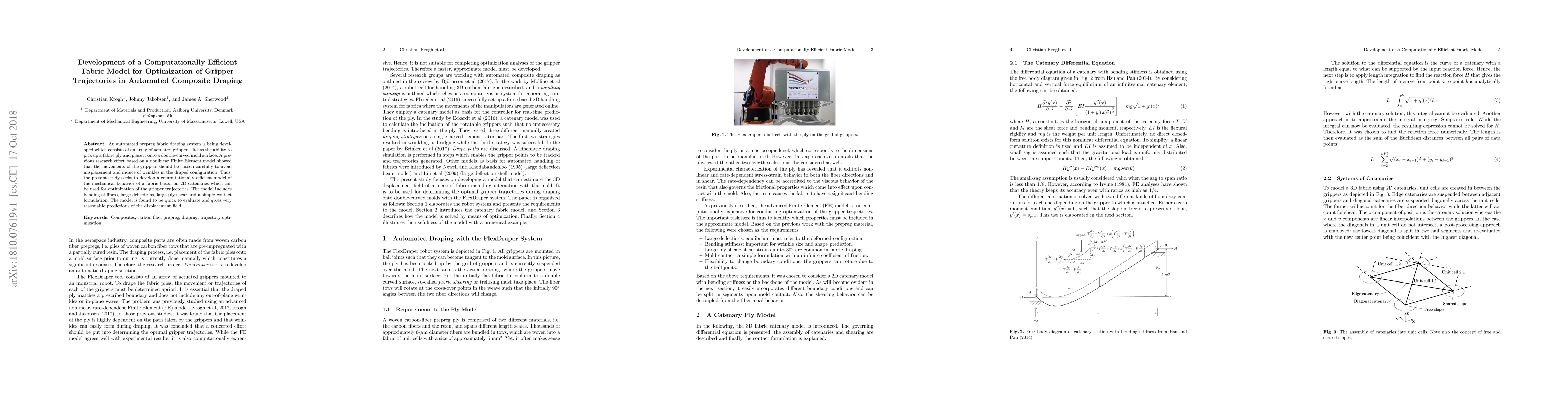 Thumbnail for Development of a Computationally Efficient Fabric Model for Optimization
  of Gripper Trajectories in Automated Composite Draping