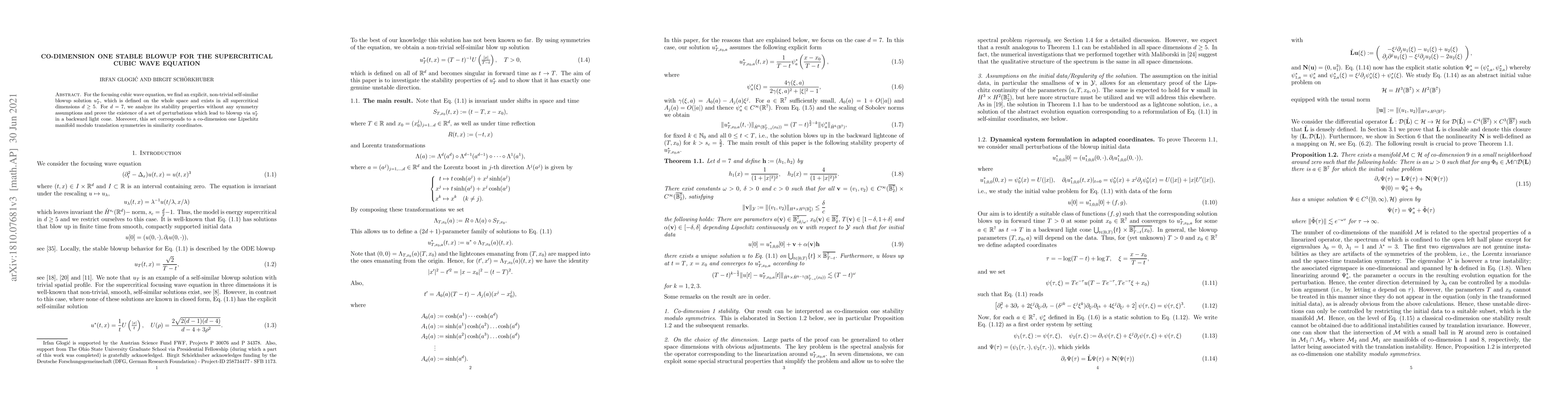 Thumbnail for Co-dimension one stable blowup for the supercritical cubic wave equation
