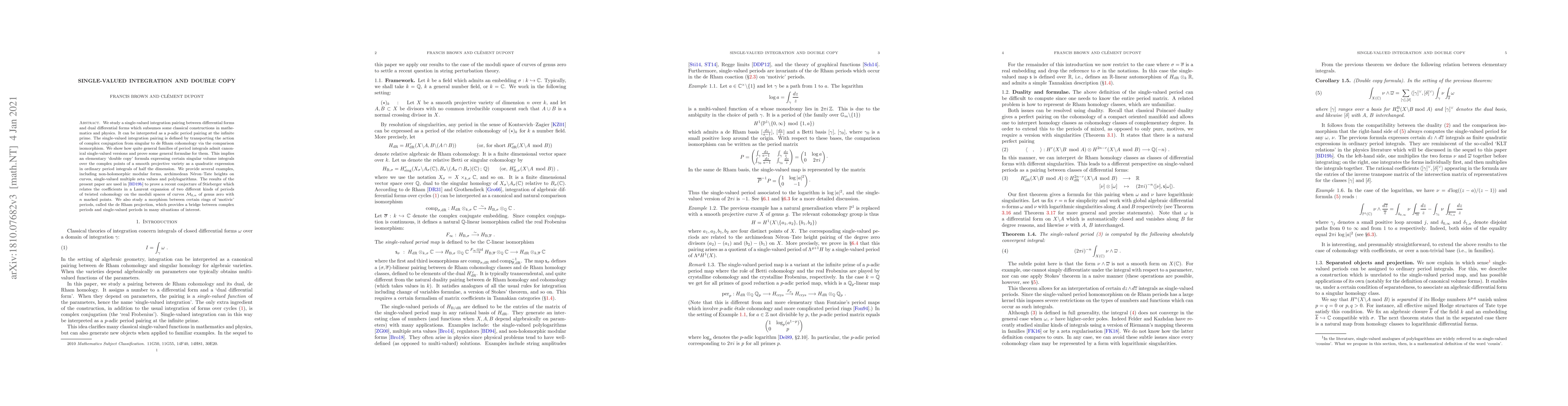 Thumbnail for Single-valued integration and double copy