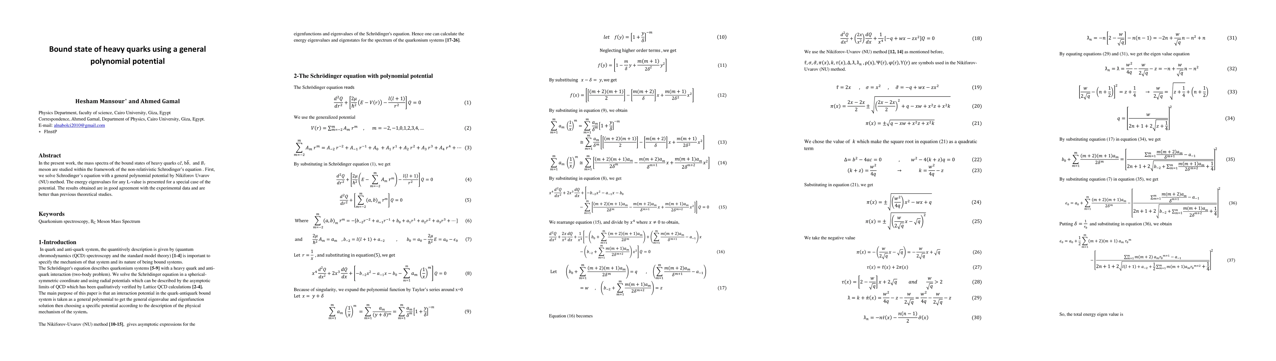 Thumbnail for Bound state of heavy quarks using a general polynomial potential
