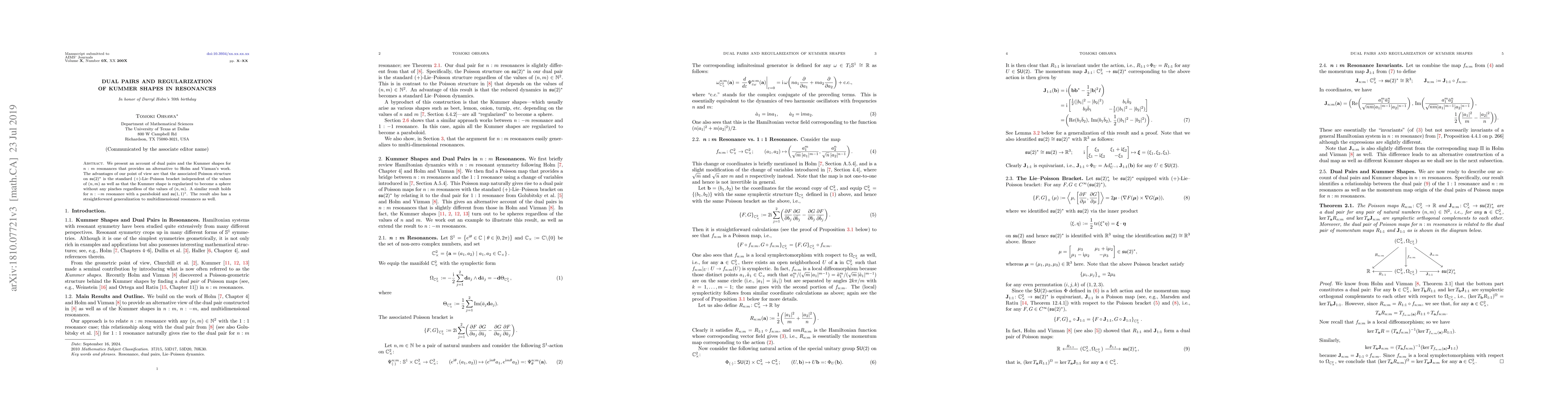 Thumbnail for Dual Pairs and Regularization of Kummer Shapes in Resonances