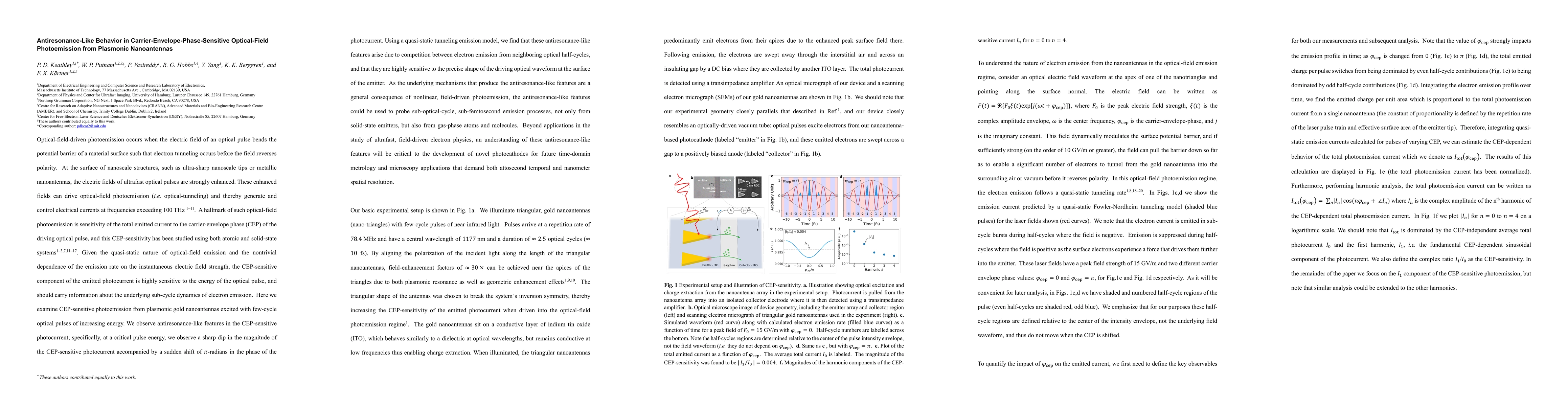 Thumbnail for Antiresonance-Like Behavior in Carrier-Envelope-Phase-Sensitive
  Optical-Field Photoemission from Plasmonic Nanoantennas