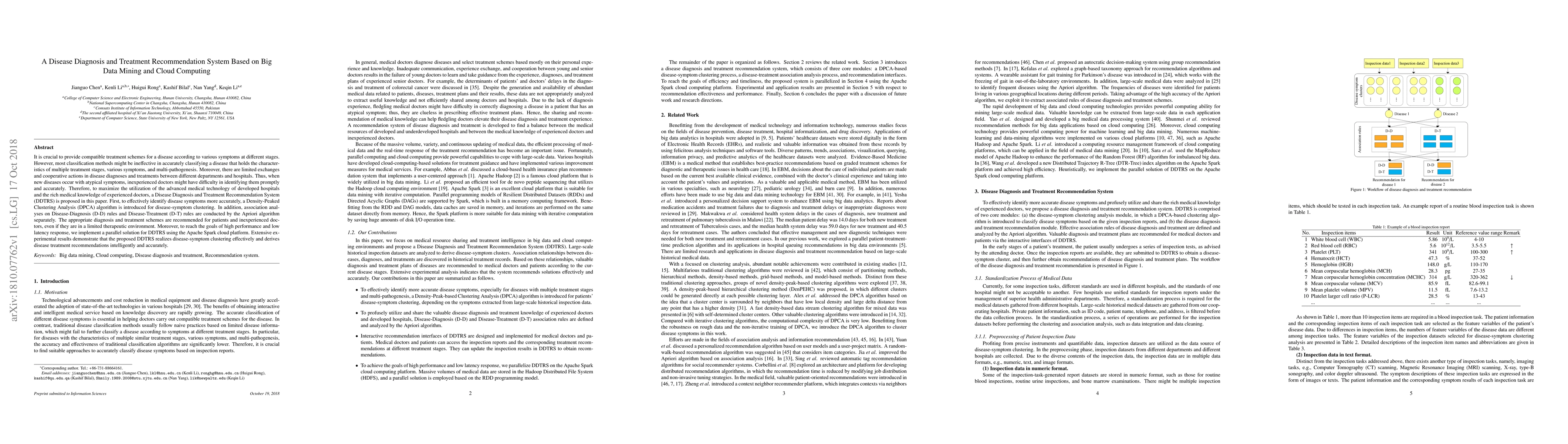 Thumbnail for A Disease Diagnosis and Treatment Recommendation System Based on Big
  Data Mining and Cloud Computing