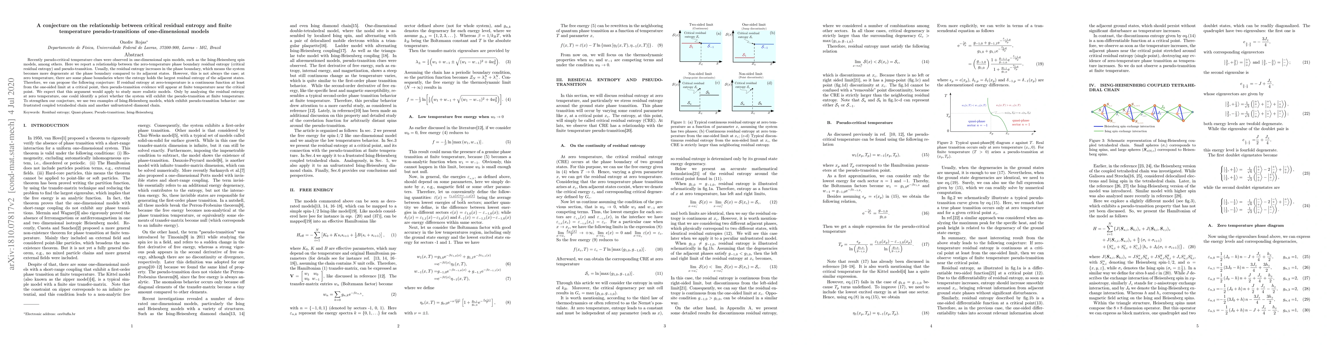 Thumbnail for A conjecture on the relationship between critical residual entropy and
  finite temperature pseudo-transitions of one-dimensional models