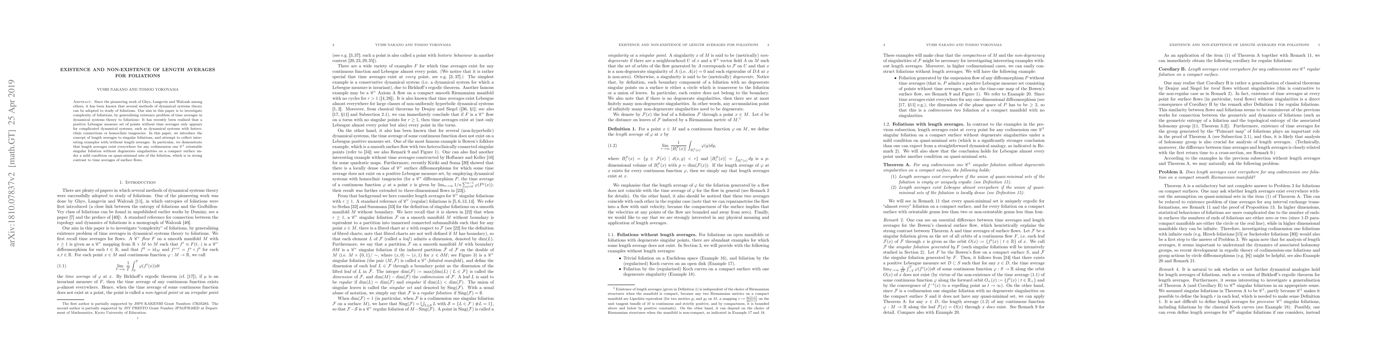 Thumbnail for Existence and non-existence of length averages for foliations
