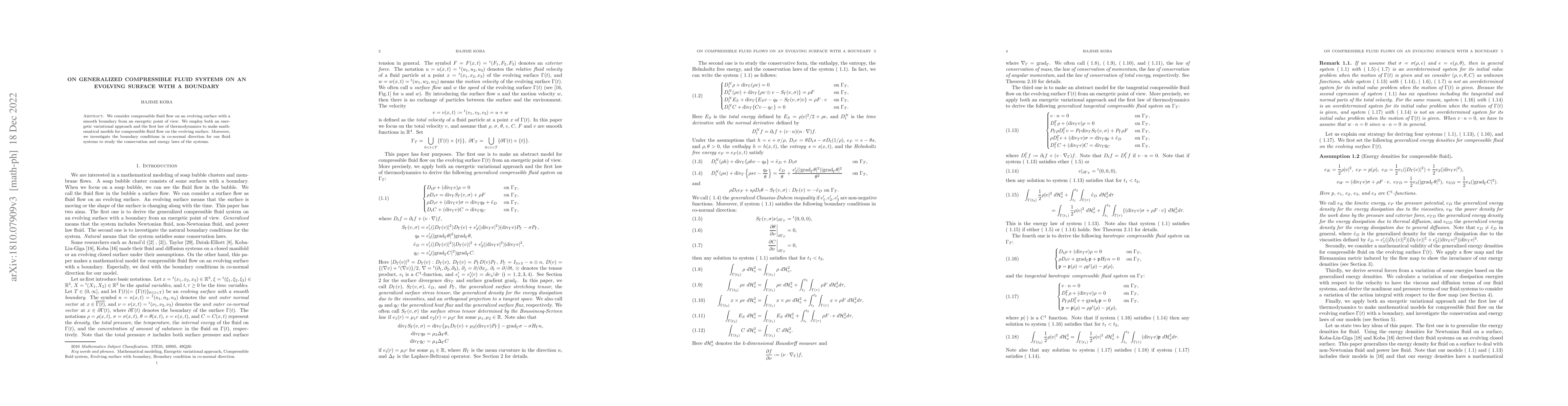 Thumbnail for On Generalized Compressible Fluid Systems on an Evolving Surface with a
  Boundary