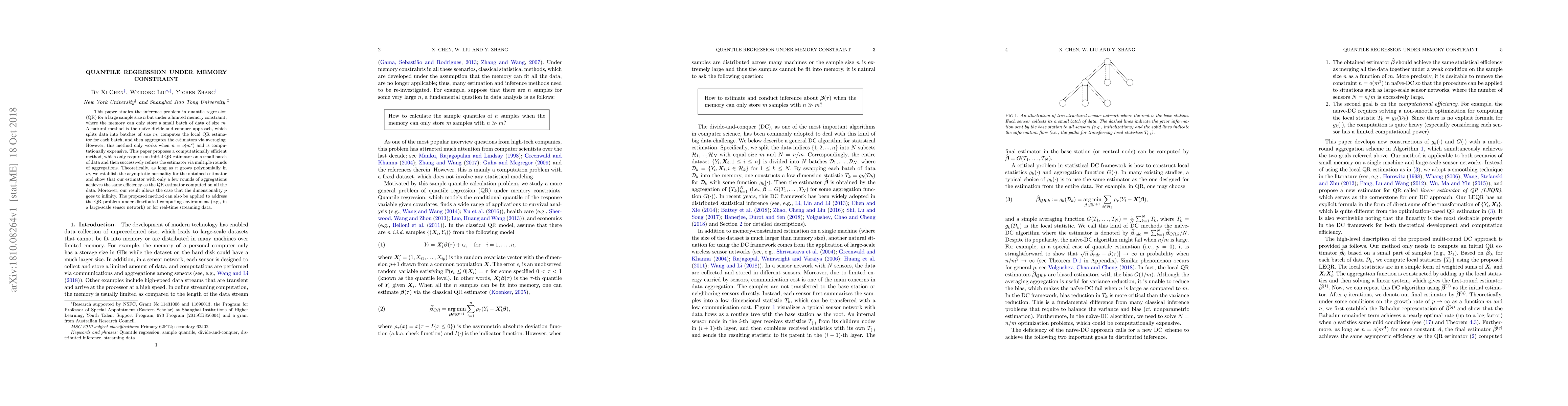 Thumbnail for Quantile Regression Under Memory Constraint